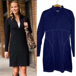 Athleta Cassidy Blue Ponte Half Zip‎ Dress Size Small Petite